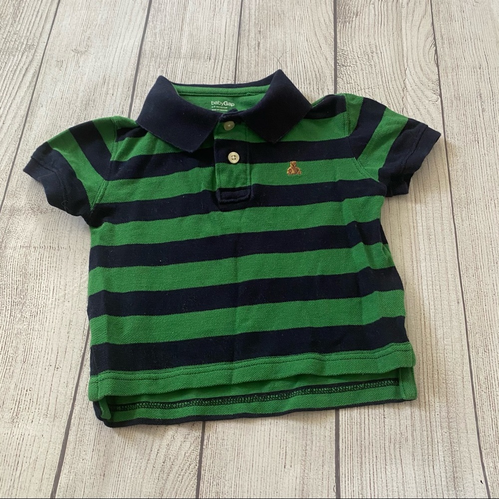 Baby gap navy/green striped polo shirt - Picture 1 of 3